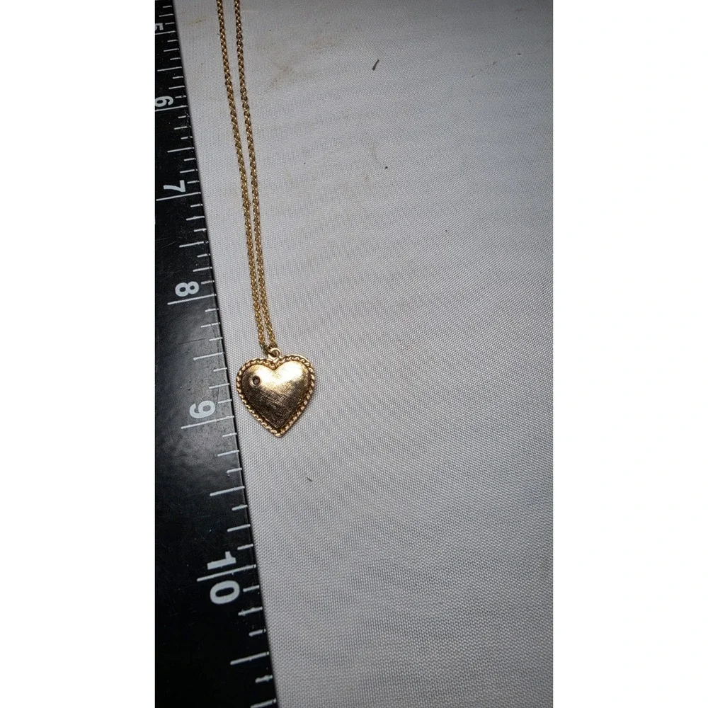 Gold Heart Pendant with Clear Gem and 18